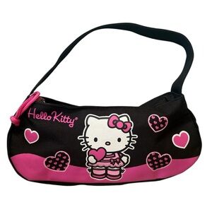 Y2K 2007 Sanrio Hello Kitty Zippered Mini Bag Black Pink